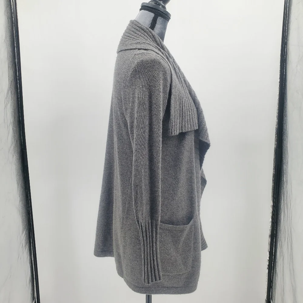 ♡ Scoop NYC Cashmere Gray Cardigan with Ribbed Shawl Collar Size Small - Picture 6 of 9